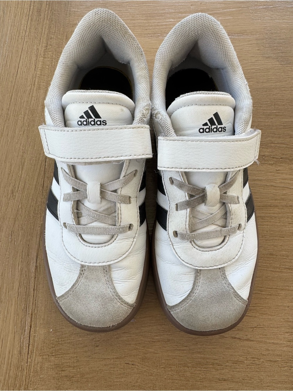 adidas Kids White & Black Velcro Sneakers